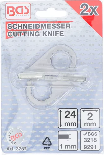 BGS technic Szélvédőkivágó kés, 2 részes, 24mm, a BGS 3218 és 9291 levegős ablaktömítés kivágókhoz (BGS 3257)