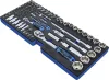 BGS technic Szerszámtálca a BGS 3312 szerszámosládához: 77 részes 1/2" és 1/4" dugókulcs fej, bitfej és hajtószár készlettel (BGS 3341)
