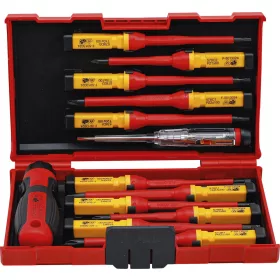   BGS technic VDE szigetelt csavarhúzó készlet cserélhető pengékkel, SL / PH / PZ / Torx, 13 részes (BGS 35814)