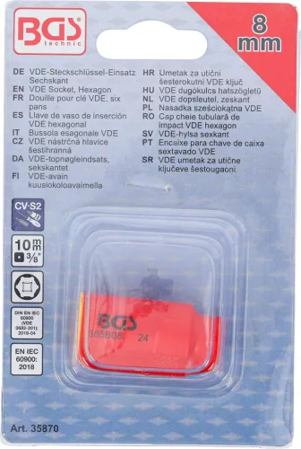 BGS technic VDE dugókulcs hatszögletű | 10 mm (3/8") | 8 mm (35870)