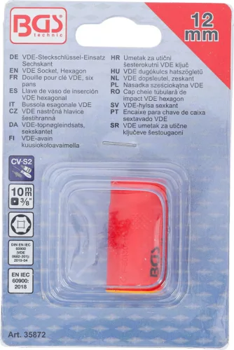BGS technic VDE dugókulcs hatszögletű | 10 mm (3/8") | 12 mm (35872)
