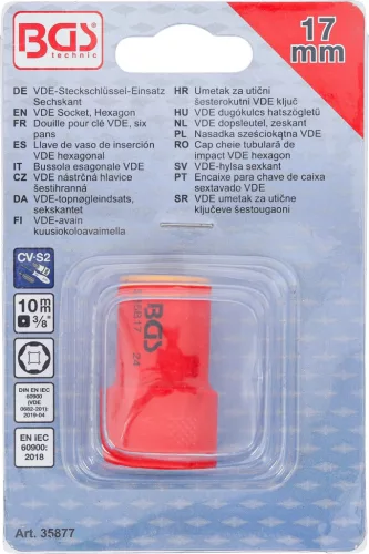 BGS technic VDE dugókulcs hatszögletű | 10 mm (3/8") | 17 mm (35877)