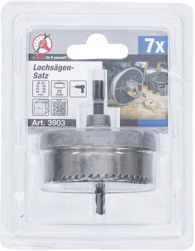 BGS DIY 7 részes lyukfűrész, átmérő: 26-63 mm, mélység: 1" (BGS 3903)