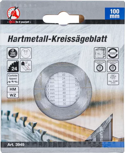 BGS DIY Keményfém körfűrészlap | Ø 100 x 30 x 2,1 mm | 24 fogú (3949)