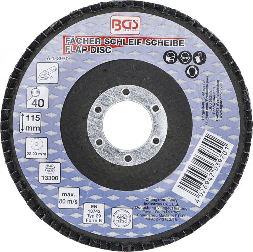 BGS technic Lamellás csiszolótárcsa 115mm, 40-es szemcse (BGS 3970)