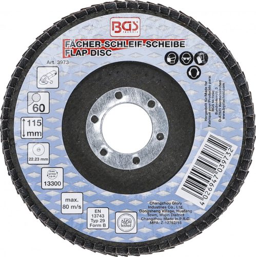 BGS technic Lamellás csiszolótárcsa 115mm, 60-es szemcse (BGS 3973)