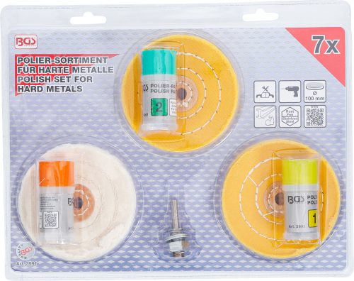 BGS technic Polírozó készlet 7 részes, kemény fémhez (BGS 3991)