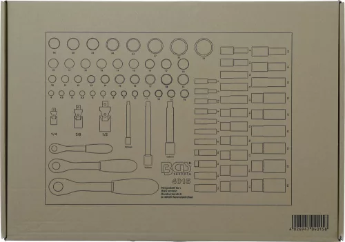 BGS technic 3/3 Szerszámtálca szerszámkocsihoz: 80 részes racsnis hajtókar és dugókulcs fej készlettel (BGS 4015)
