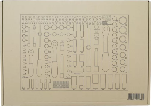 BGS technic 3/3 Szerszámtálca szerszámkocsihoz: 192 részes Pro Torque® dugókulcs készlettel (BGS 4036)