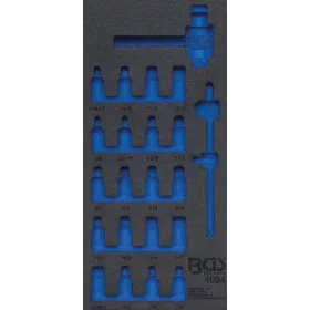  BGS technic 1/3 Szerszámtálca szerszámkocsihoz, üresen: 22 részes olajleeresztő csavarhoz való dúgókulcsot és olajszűrő leszedőt tartalmazó készlethez (nem tartozék) (BGS 4094-1)