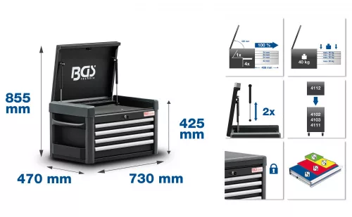 BGS technic 4 fiókos szerszámosláda (BGS 4112)