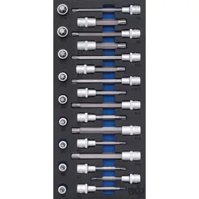   BGS technic 1/3 Szerszámtálca szerszámkocsihoz: 1/2" Bit dugókulcs készlet | ékprofil (Ribe) | 25 darabos (BGS 4117)