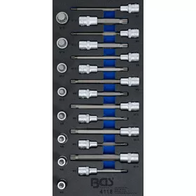   BGS technic 1/3 Szerszámtálca szerszámkocsihoz: 1/2" Bit dugókulcs készlet | belső bordázattal (XZN) | 22 darabos (BGS 4118)