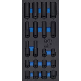   BGS technic 1/3 Szerszámtálca szerszámkocsihoz: 20 részes légkulcsokhoz való dugókulcsfej készlettel, 10-24 mm (BGS 4130)