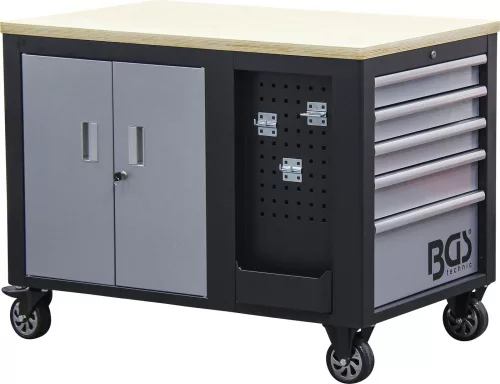 BGS technic Műhelykocsi 10 fiókkal és zárható szerszámszekrénnyel, 1150 × 740 × 866 mm (BGS 4199)