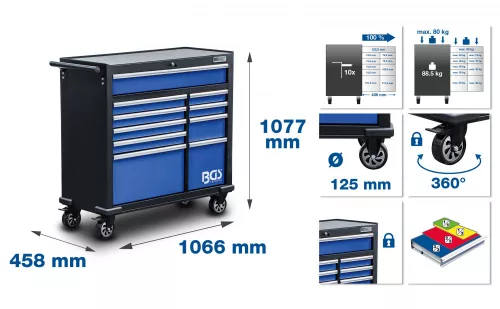 BGS technic Műhelykocsi XXL | 10 fiókos | üres (BGS 4206)