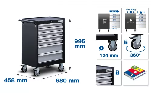 BGS technic Műhelykocsi | 7 fiókos | üres (BGS 4235)