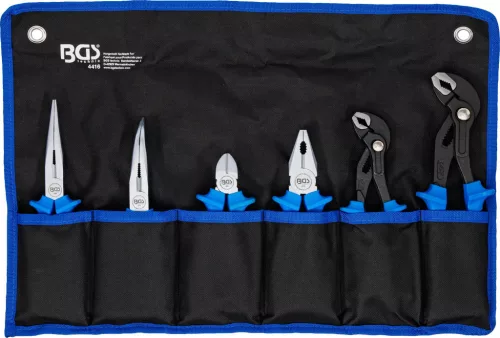 BGS technic Fogókészlet, 6 részes, CrV, nyomógombos vízpumpafogókkal és kétkomponensű markolattal (BGS 4416)