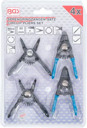 BGS technic Seeger gyűrű fogó 75mm, 4 részes (BGS 444)