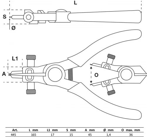 BGS technic Seeger gyűrű fogó Profi 165mm, külső (BGS 445)