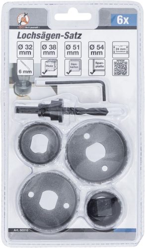 BGS DIY 6 részes lyukfűrész készlet, 32 - 38 - 51 - 54 mm (BGS 50310)