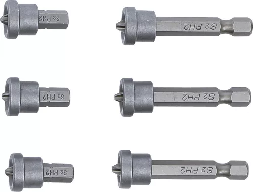 BGS DIY 1/4" Bitkészlet mélységi ütközővel, csavarok süllyesztett behajtásához | gipszkarton falhoz | csillag PH2 | 6 darabos (BGS 50406)