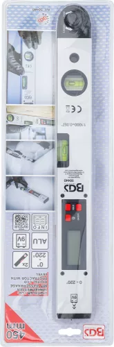 BGS technic Digitális LCD szögmérő vízmértékkel, 450 mm (BGS 50440)