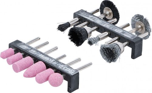 BGS DIY Csiszolókorongok és acéltüskés / műanyag tüskés drótkefekészlet | 12 darabos (50797)