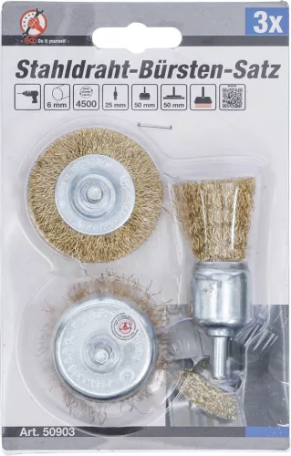 BGS DIY 3 részes fúróba fogható acél drótkefe készlet (BGS 50903)