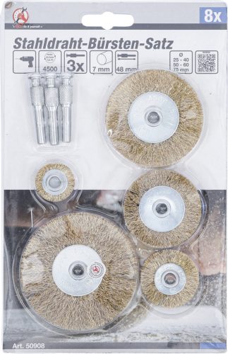 BGS DIY 8 részes fúróba fogható acél drótkefe készlet (BGS 50908)