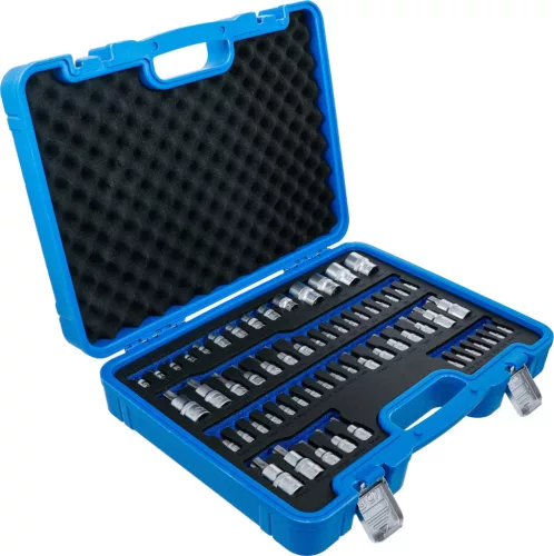 BGS technic Behajtófej- és dugókulcs-készlet | E-profil / T-profil (Torx) / T-profil (Torx) furattal / TP-profil (Torx plus) | 60 darabos (5135)