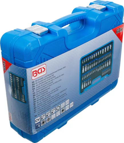 BGS technic Behajtófej- és dugókulcs-készlet | E-profil / T-profil (Torx) / T-profil (Torx) furattal / TP-profil (Torx plus) | 60 darabos (5135)