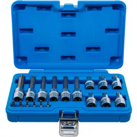   BGS technic Bitfej készlet, 1/4" / 1/2", T-profil (Torx) furattal, 18 darabos (5174)