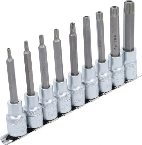 BGS technic Bitfej készlet, 1/2", T-profil (Torx) furattal, 9 darabos (5178)