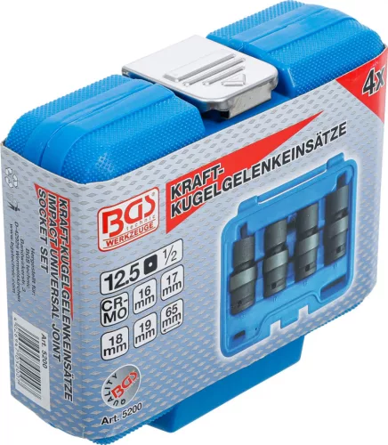 BGS technic 4 részes univerzális csuklós dugókulcs készlet légkulcshoz, 1/2" (BGS 5200)