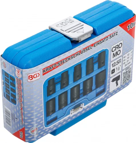 BGS technic 10 részes levegős dugókulcs készlet, 1/2", 38mm hosszú (BGS 5205)
