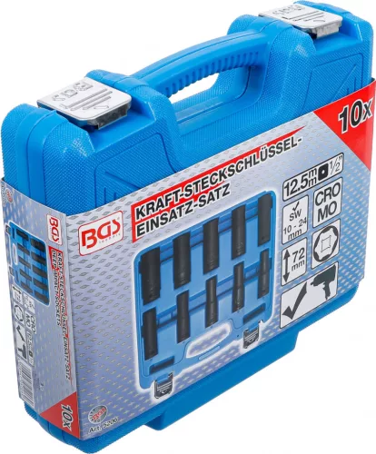 BGS technic 10 részes hosszított levegős dugókulcs készlet 1/2", 10-24mm (BGS 5206)