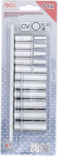 BGS technic Dugókulcs készlet 1/4" 11 részes hosszított 12 pontos (BGS 5251)