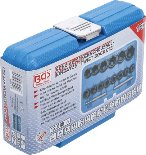 BGS technic 16 részes speciális csavarkiszedő készlet , 8-27mm, 1/2" (BGS 5269)