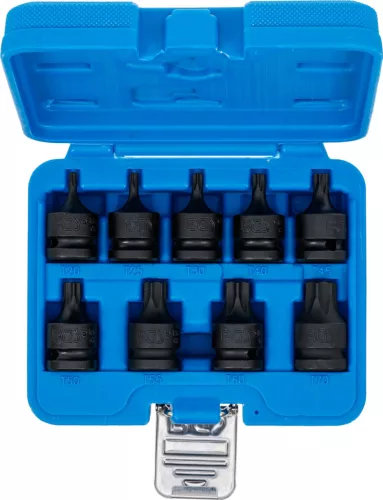BGS technic 9 részes Torx bitfej készlet légkulcshoz, T20 - T80, 1/2" (BGS 5486)