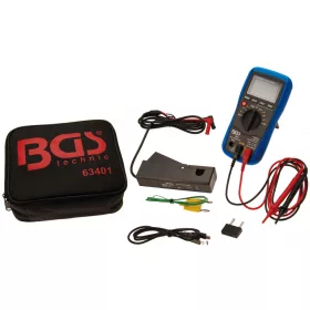   BGS technic Autóipari digitális multiméter USB PC-csatlakozással, 1000 V, 20 A, fordulatszám- és hőmérsékletméréssel (BGS 63401)