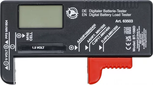 BGS DIY Digitális akkuvizsgáló | 1,5 V / 9 V (63503)