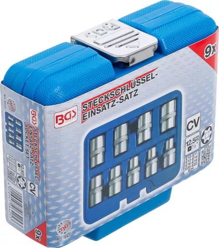 BGS technic 9 részes E-típusú dugókulcs készlet E10-E24, 1/2" (BGS 6425)