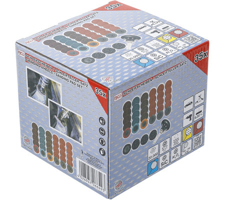 BGS technic Csiszolókorong-/Velcro korong készlet | Ø 50 mm | 35 darabos (BGS 6649)