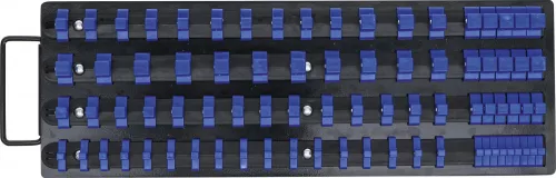 BGS technic Dugókulcstartó sín készlet dugókulcsbetétekhez | 80 kapoccsal | 6,3 mm (1/4"), 10 mm (3/8"), 12,5 mm (1/2") betétekhez (BGS 6871)