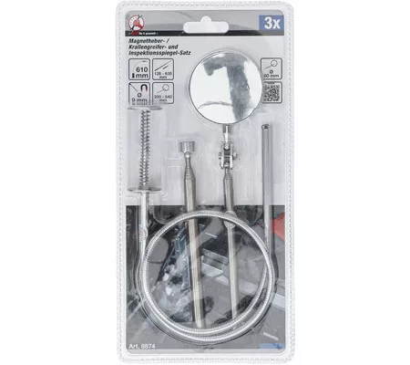 BGS DIY Mágneses felszedő/ körmös felszedő és ellenőrző tükör készlet | 3 darabos (BGS 6874)