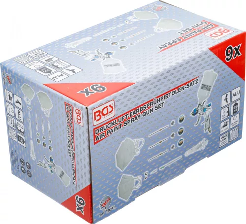 BGS technic Levegős festékszóró pisztoly, 3 szórófejjel, 1,2-1,7-2,0 mm (BGS 70048)
