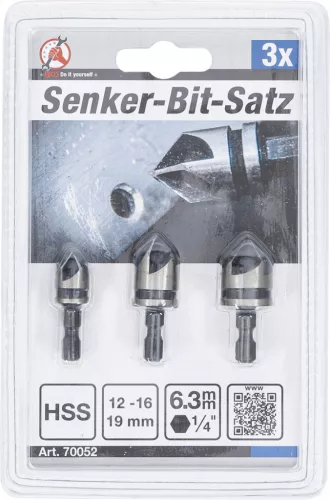 BGS DIY Süllyesztő bit készlet | HSS | 6,3 mm (1/4") | 12 - 16 - 19 mm | 3 darabos (BGS 70052)