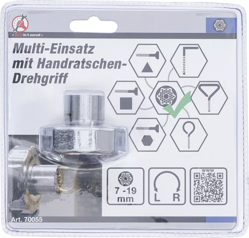 BGS DIY Multi dugókulcs | kézi racsnis-nyeles hajtószárral, átkapcsolható | 7 - 19 mm (BGS 70055)