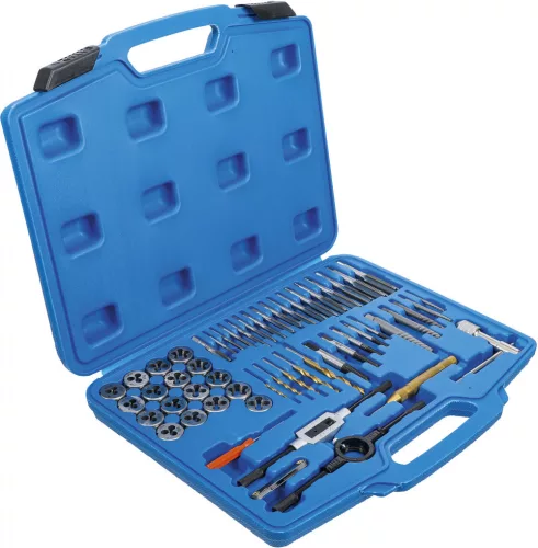 BGS technic Menetfúró és menetmetsző készlet "coll" méretekkel 1/4"-1/2"  56 darabos (BGS 70105)